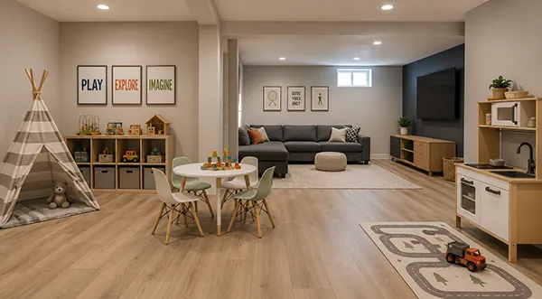 Laminate-Basement Laminate in Basement Play Space