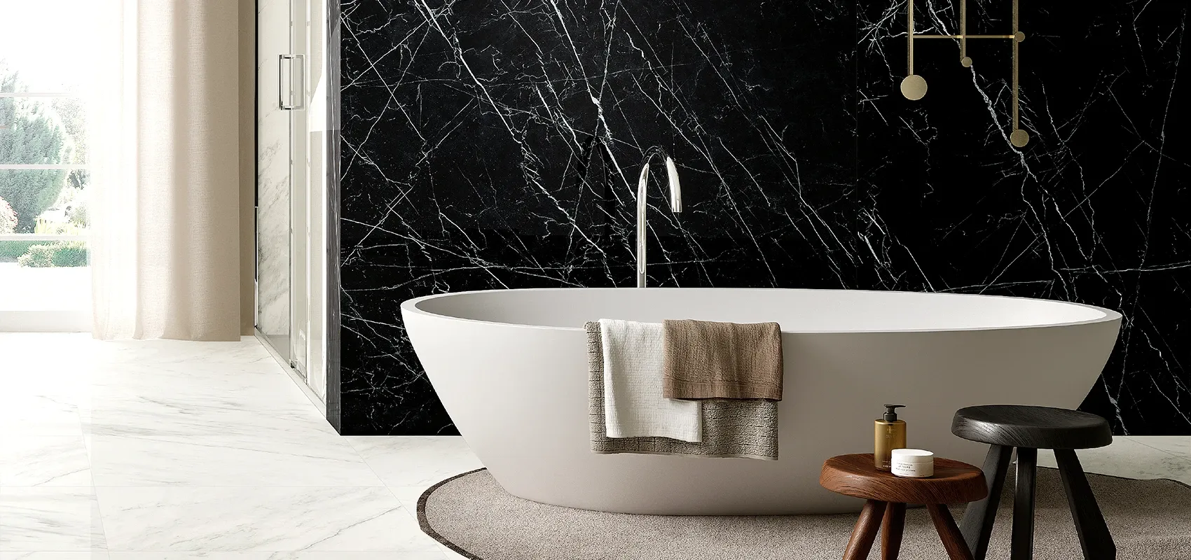 Bathroom with porcelain tile flooring