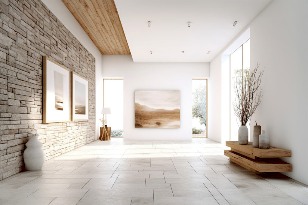 Living room featuring ceramic tile flooring