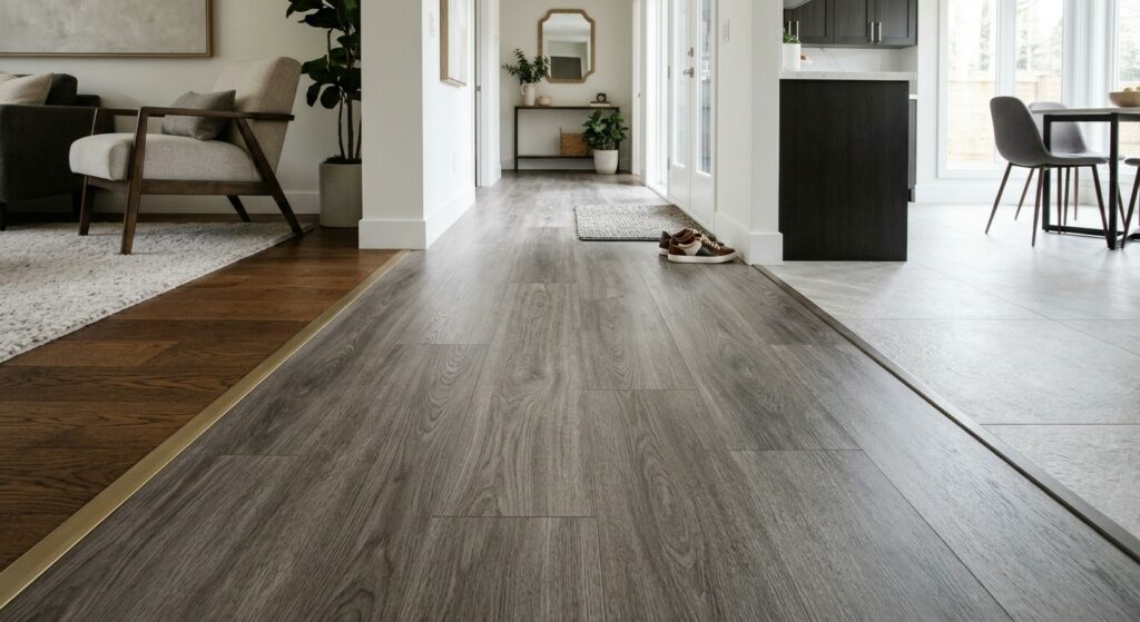 Luxury vinyl transitions & flooring installation at DeGraaf Interiors in Ada, MI.